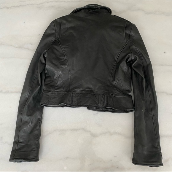 True Religion Section Moto Black Leather Jacket XS - Picture 4 of 6